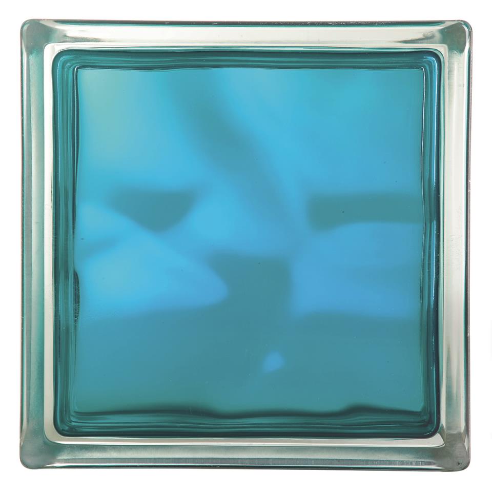 Brique de verre Brilly turquoise 19x19x8cm - VITRABLOK