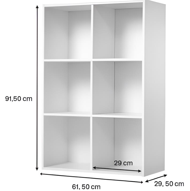 Étagère modulaire Cubbox 6 cases 12mm 91,5x61,5x29,5cm blanc - DECO SYSTEM