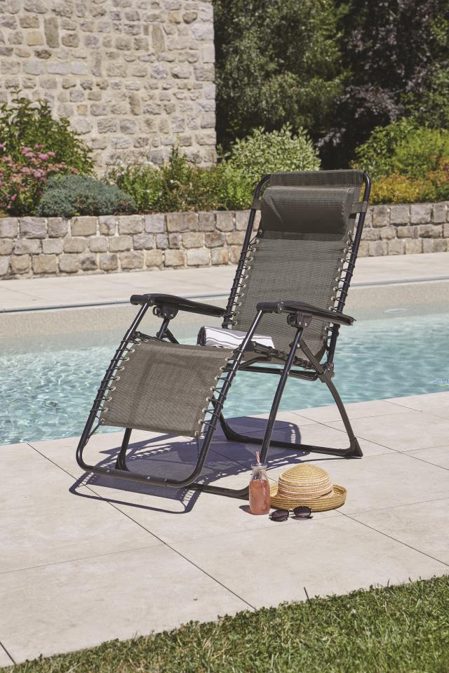 Fauteuils de detente inclinable palavas taupe