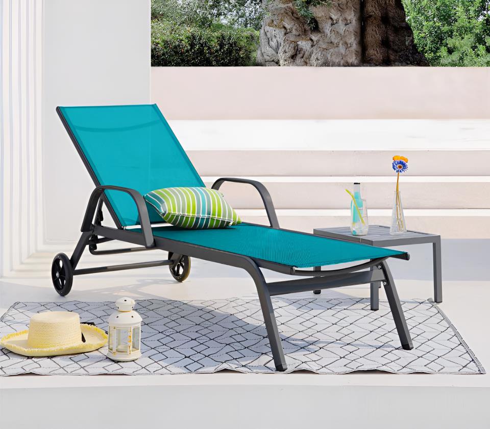  Transat de jardin  Acier - Bleu Canard Anthracite