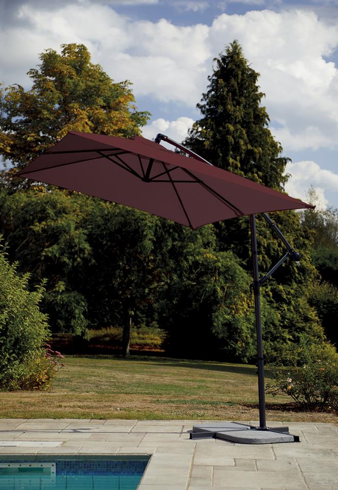 Parasol Déporté Aluminium Bordeaux Métal - 3x2m