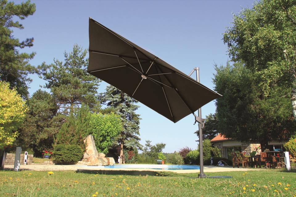 Parasol Déporté Aluminium "LUMINO" Taupe - 3x3m 