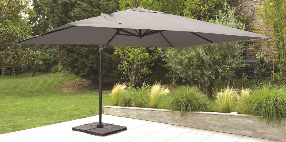 Parasol Déporté Aluminium Coloris Perle - 3x4m 