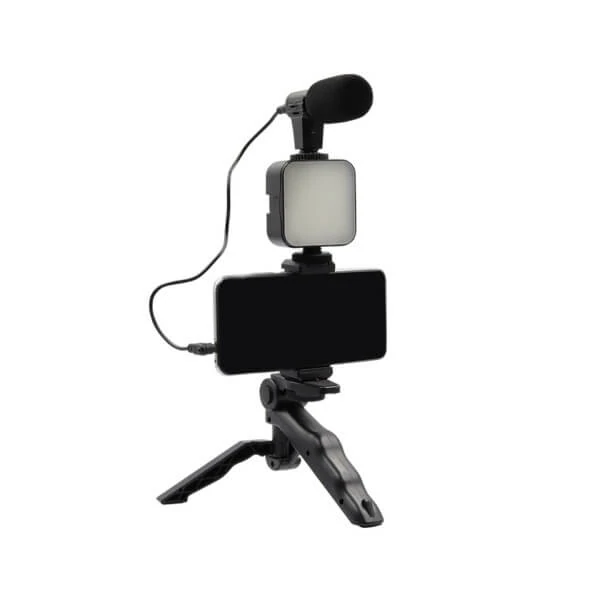 Kit Video Vlog – Trépied – Microphone – lumière – AY-49