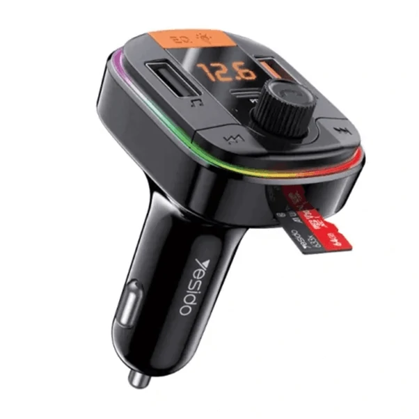 Yesido Y45 Transmetteur FM Bluetooth V5.0 18W PD – QC3.0 – 2xUSB – 7 couleurs RVB rétroéclairé LED Affichage numérique