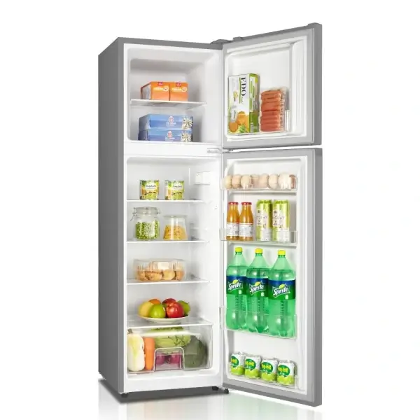 Réfrigérateur combiné double portes sans poigné Hisense – 168L Net – 4 étagers au réfrigérateur + 1 tiroirs – Économique – Classe énergétique A – R600A – RD-22DR4SA