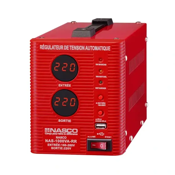 Stabilisateur digital automatique Nasco – 1000VA – Protection haute tension/basse tension  – NAS-1000VA-RR