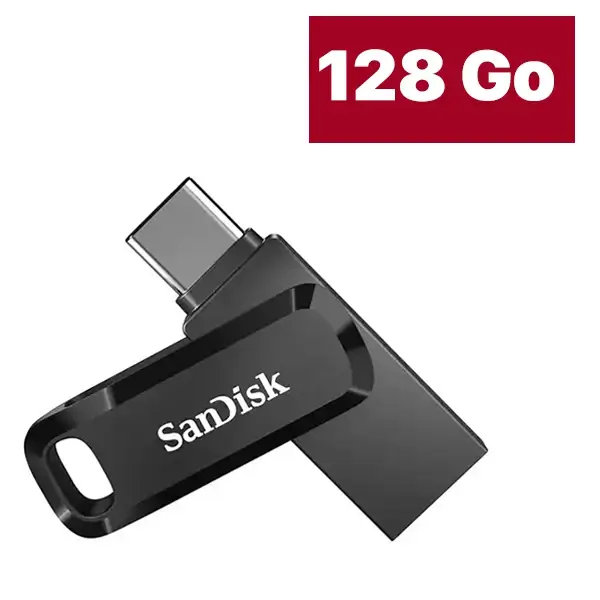 Clé USB SanDisk Ultra Dual Drive Go – Double connectique – USB et Type-C – 128Go – SDDDC3-128G-G46