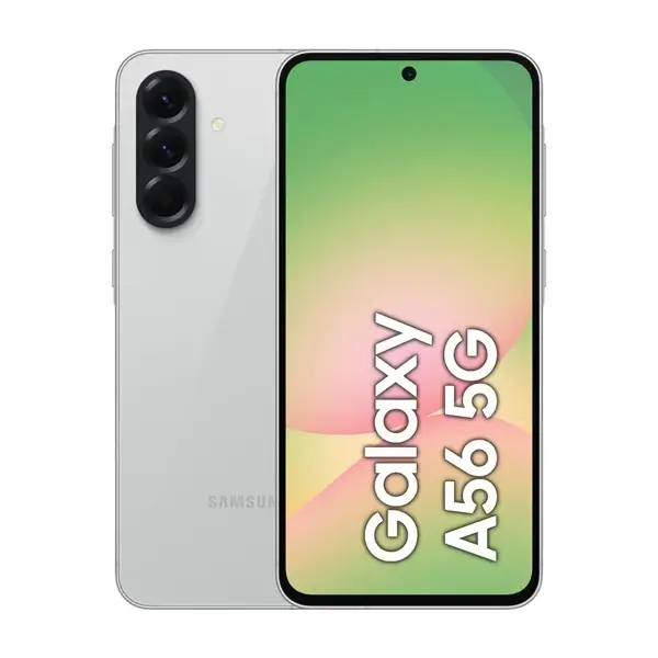 Samsung Galaxy A56 – 8Go de RAM – 128Go – Ecran 6.7″ – 5G –  50MP – Empreinte digitale – Facial – Code à chiffres – Batterie 5000 mAh – Gris clair
