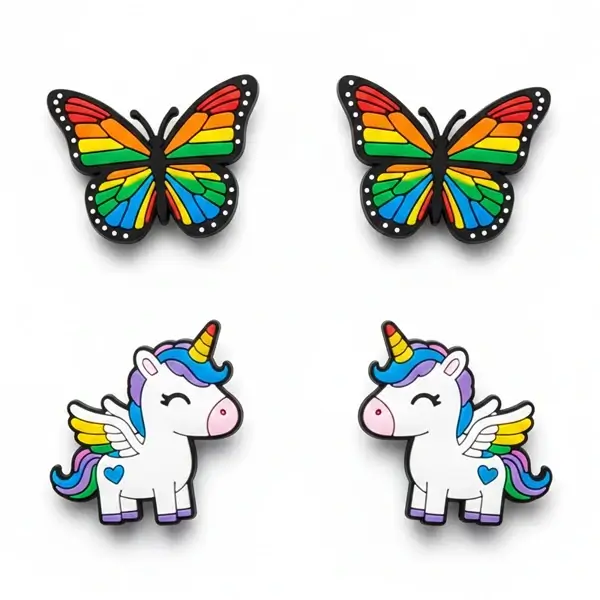 Pack de 4 stickers pour fille – 2 papillons + 2 licornes – Pour la Tablette Kidy Clips Tab