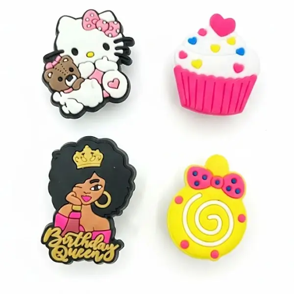 Pack de 4 stickers pour fille – 1 Ketty + 1 glace + 1 gâteau à papillon rouge + 1 fille – Pour la Tablette Kidy Clips Tab