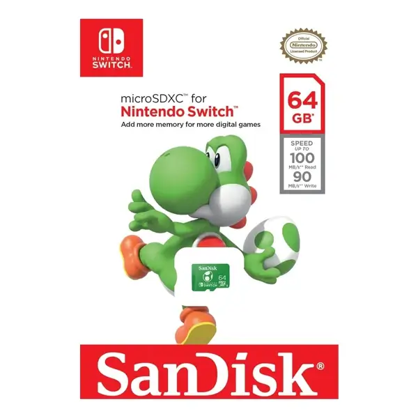 Carte mémoire SanDisk pour Nintendo – 64Go – Compatible avec la Nintendo Switch et OLED – SDSQXAO-064G-GN6ZN