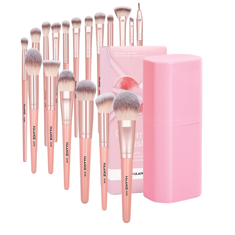 MAANGE Set de 18 Pinceaux de Maquillage Rose Gold + Boite Rose