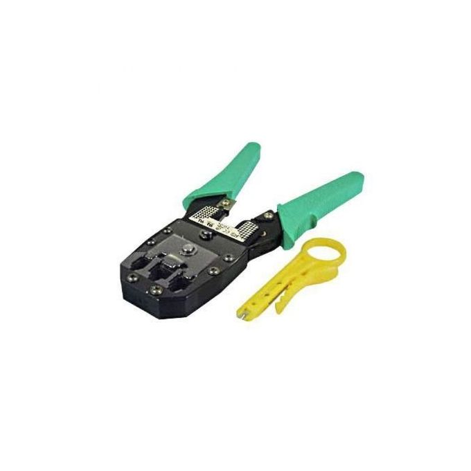 Pince Ã Sertir Professionnelle Compatible Rj45 - Vert/Noir/Jaune