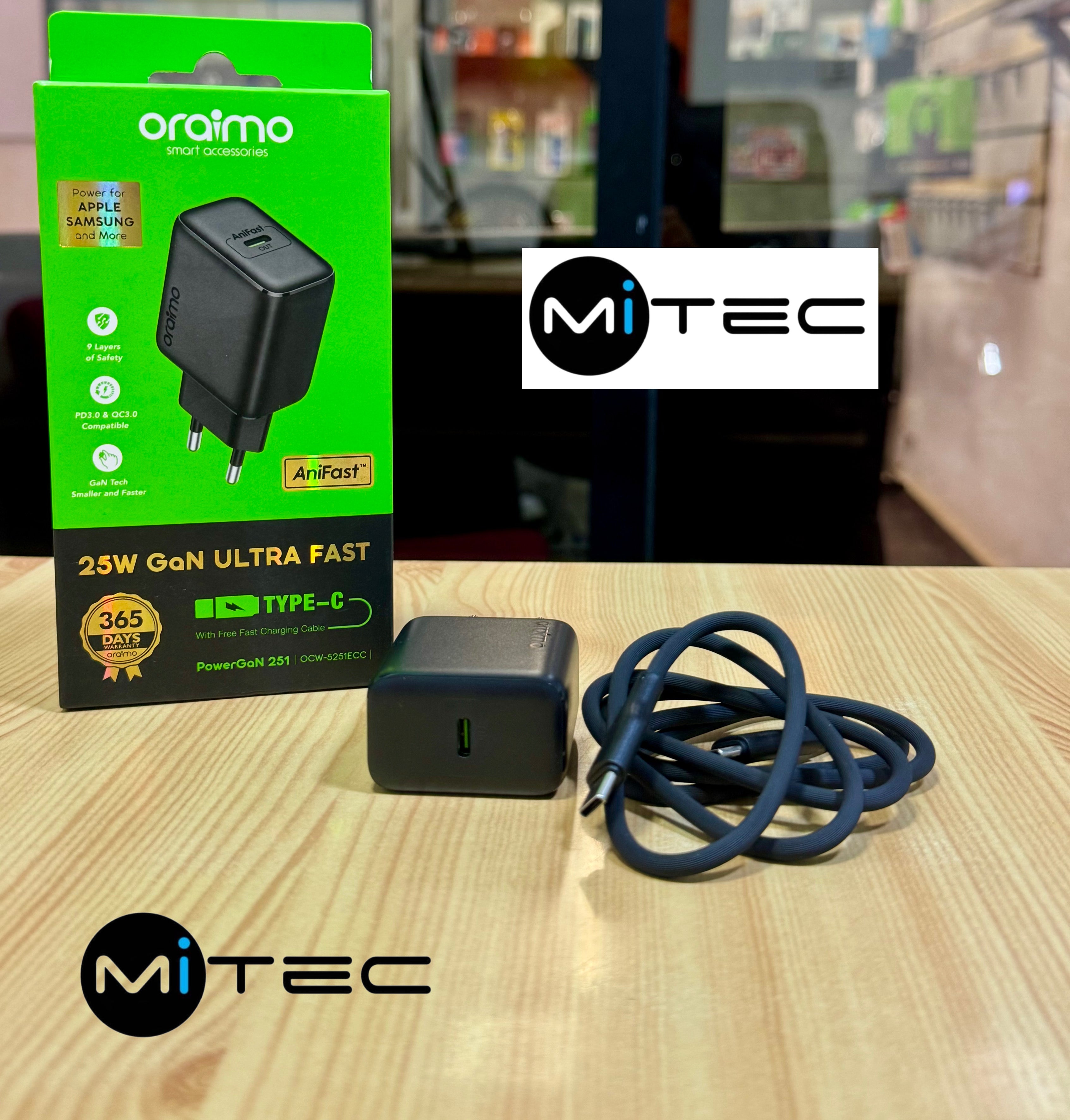 Chargeur Téléphone Et Tablette Oraimo Charge Rapide 25W Type C Vers Type C Neuf Original - Chargeur25W