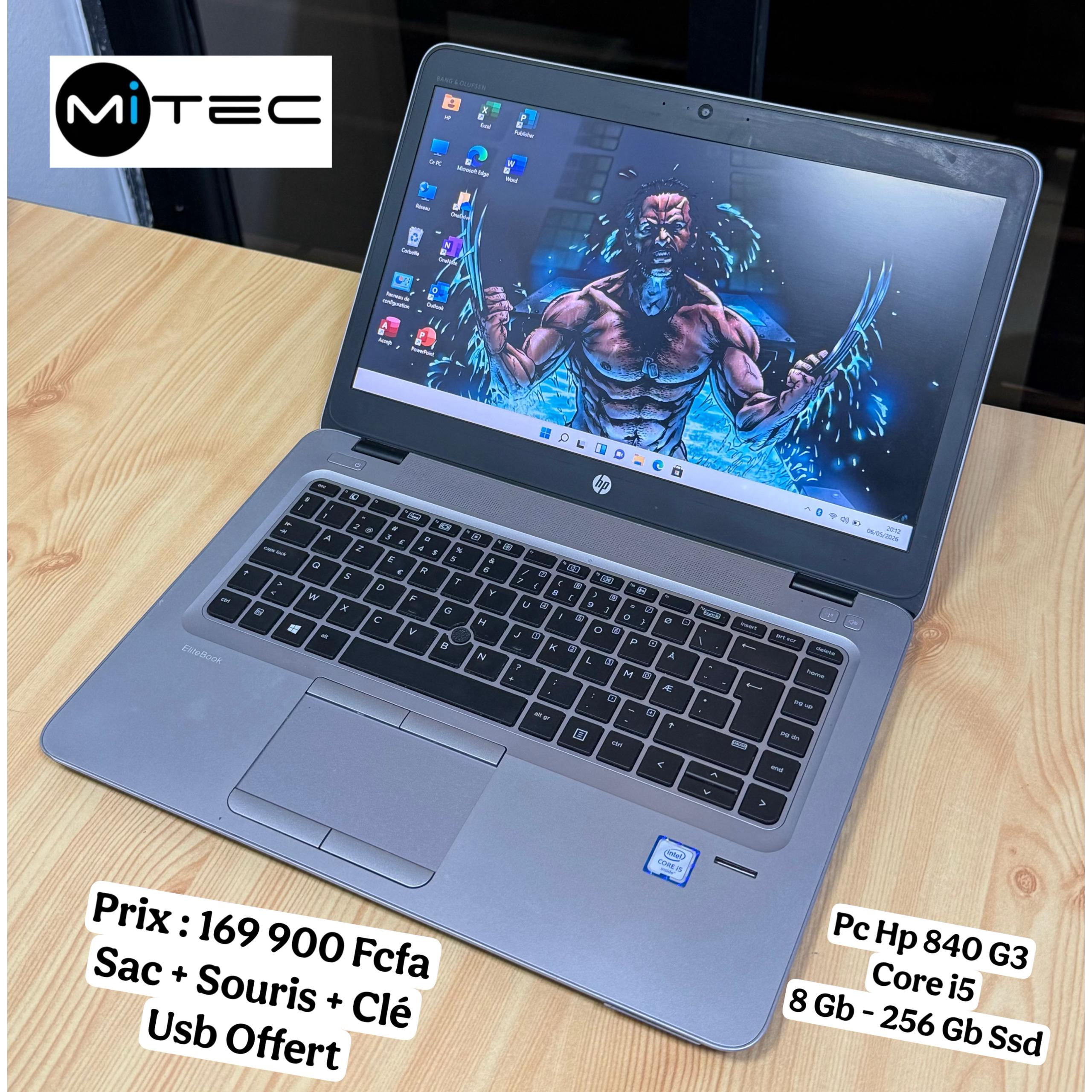 Pc Hp EliteBook 840 G3 Core i5 - 8 GB - 256 GB Ssd - Clavier Rétro Éclairé - 14 Pouces - Sac + Souris + Clé Usb Offert