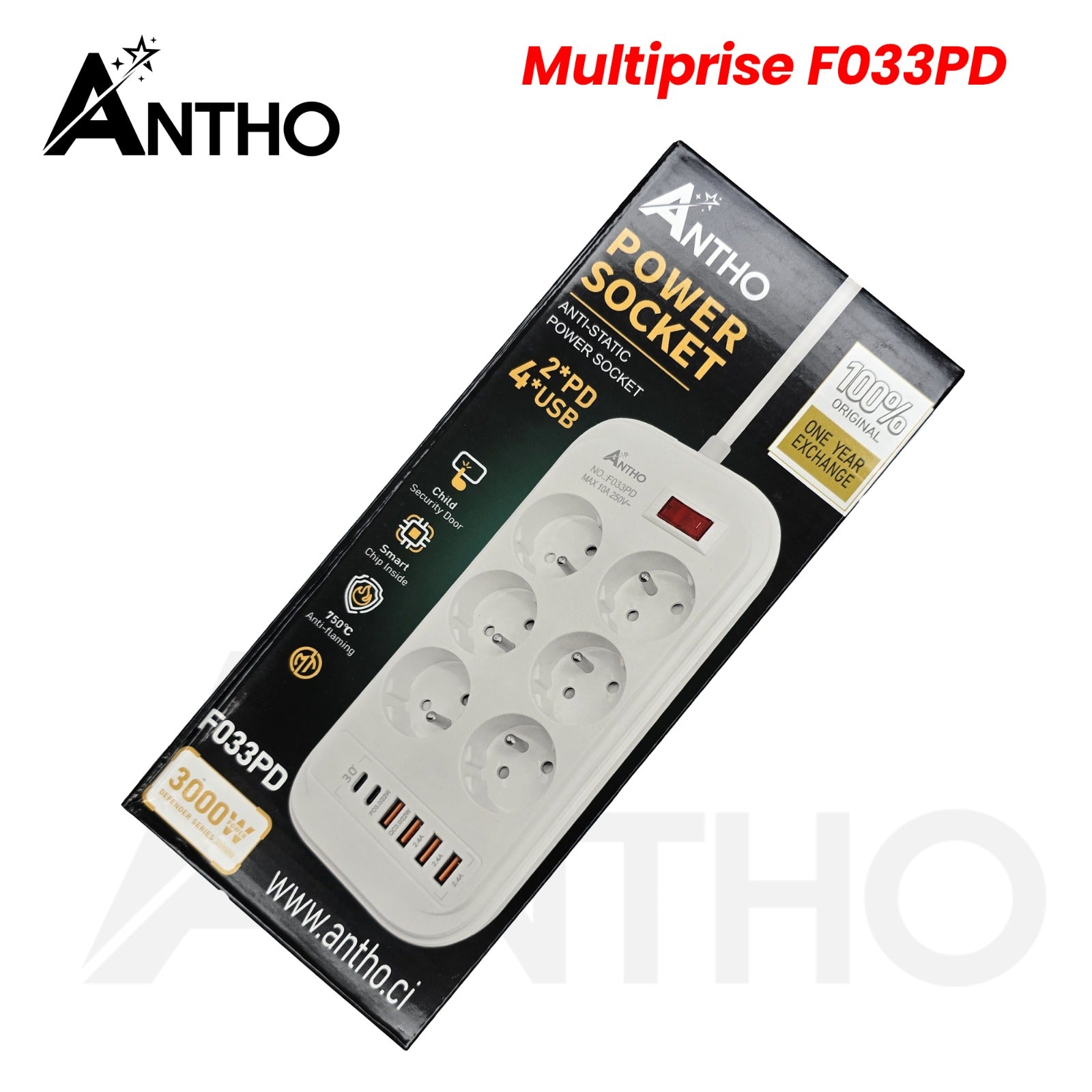 Multiprise Antho F033PD Neuf