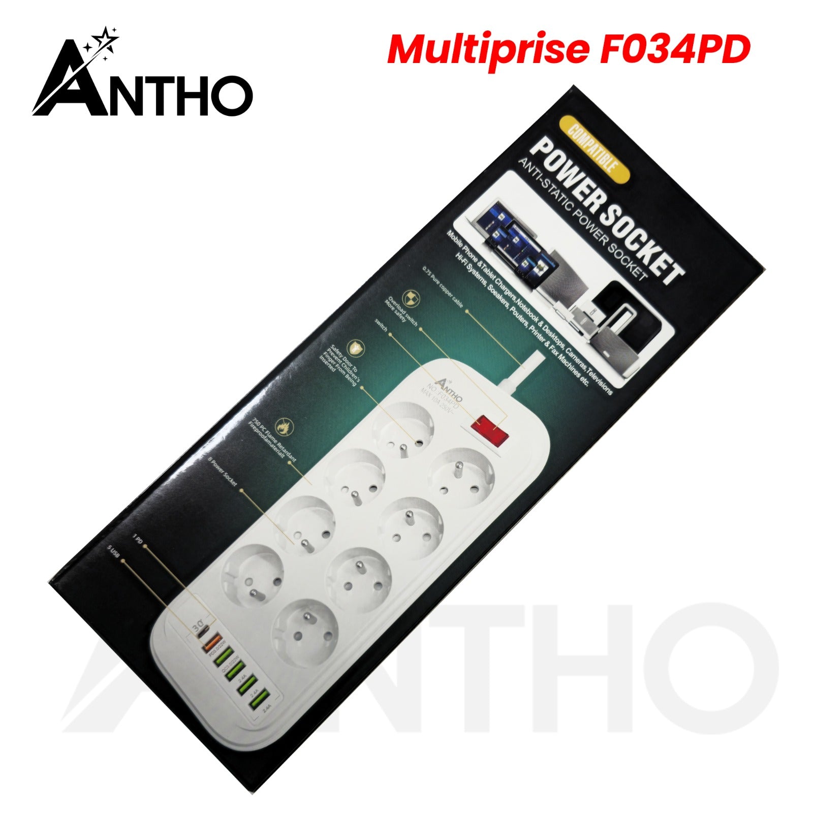 Multiprise Antho F034PD Neuf