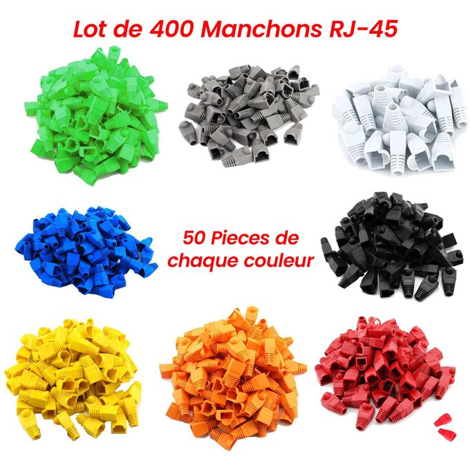 ANTHO Lot de 400 Manchons RJ45 - RJ-45 - Multicolores – Protection Connecteurs Ethernet – 50 Pièces par Couleur