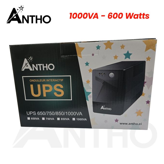 Onduleur Antho 1000Va - 600W - 12V7A - 2 Prises - Fr - 50Hz - 230Vac - 1000 Va