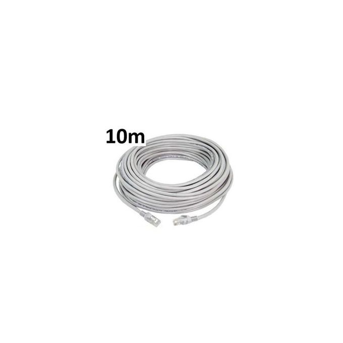 Câble Réseau FTP - 10m - Cat6 - Blindé Et Serti - Gris