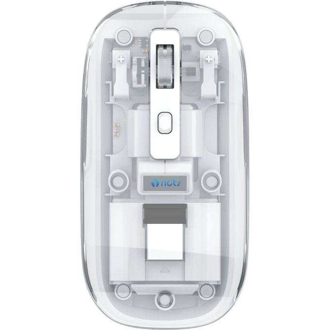Souris sans fil - NCTS - WM23 - Bluetooth + USB Sans fil - Transparente - Batterie rechargeable - Blanc