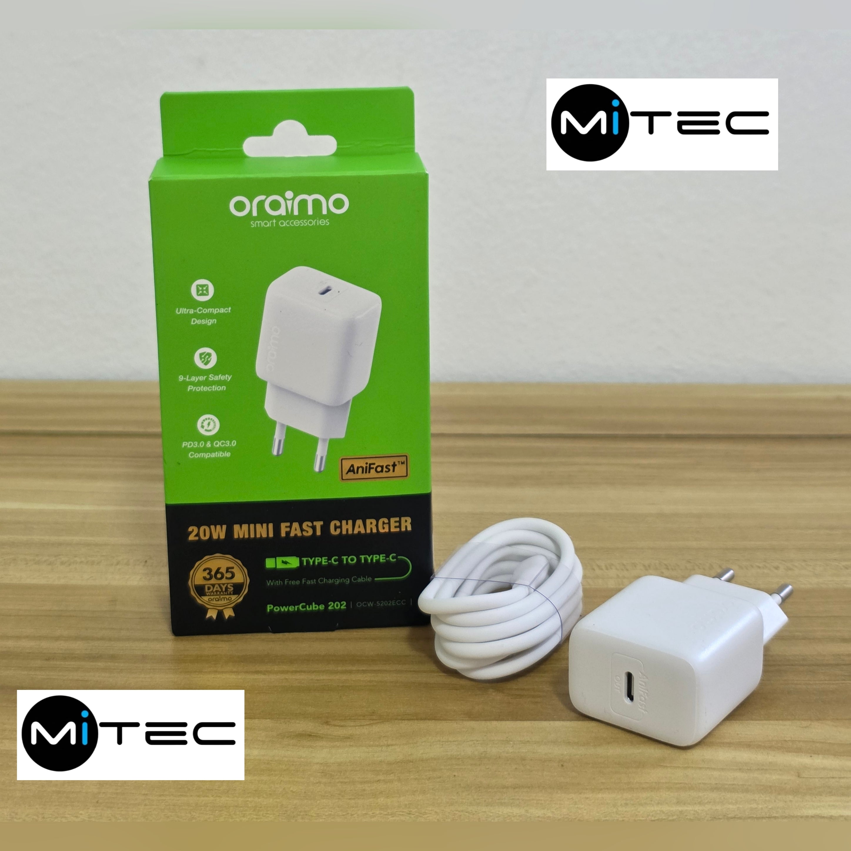 Chargeur Téléphone Et Tablette Oraimo Neuf Original Charge Rapide 20 W – USB-C vers USB-C - Type C Vers Type C - 20W - Chargeur20W
