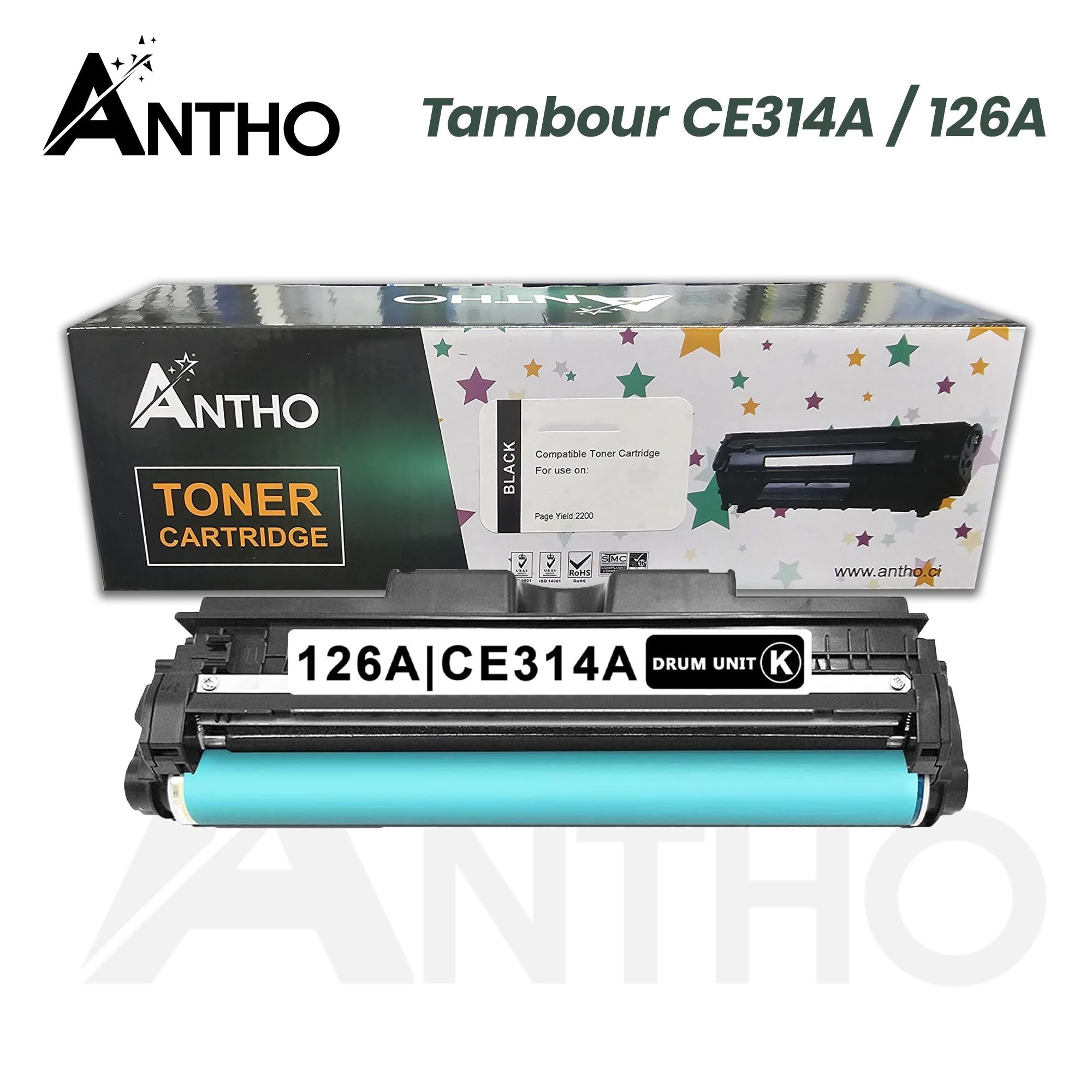 Tambour compatible 126A - CE314A - Ant - Noir