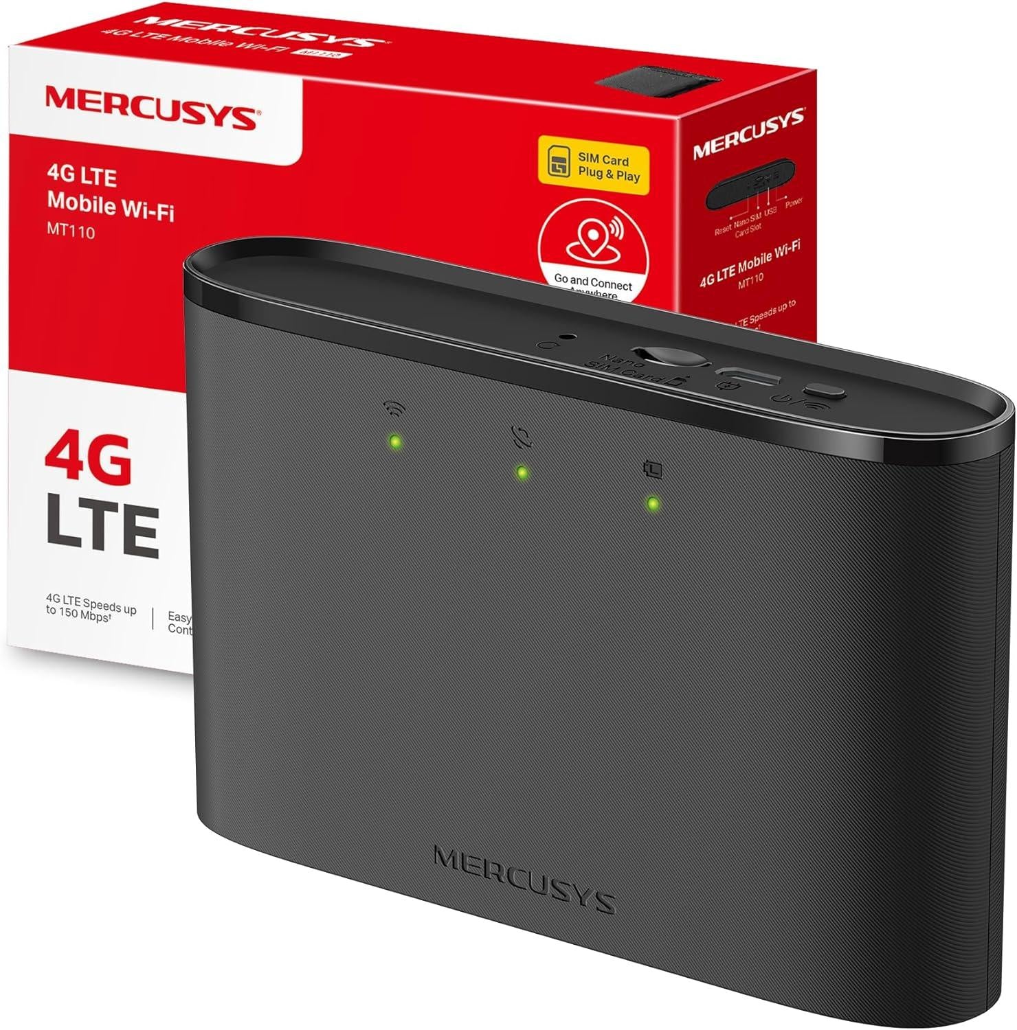 MERCUSY S MT110 Routeur 4G Sim WiFi N300Mbps, Pocket WiFi Portable, Modem 4G, Box 4G Débit 150Mbps, Modem 4G, Hotspot 4G, Batterie 2200 mAh Pendant 10 Heures, Déverrouillé Compatible Toute SIM - Pocket Wifi