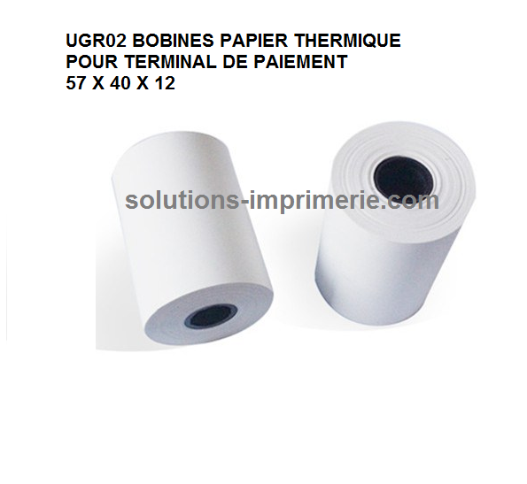 Lot de 2 rouleau de papier thermique 57 x 40 - Pour machine glovo