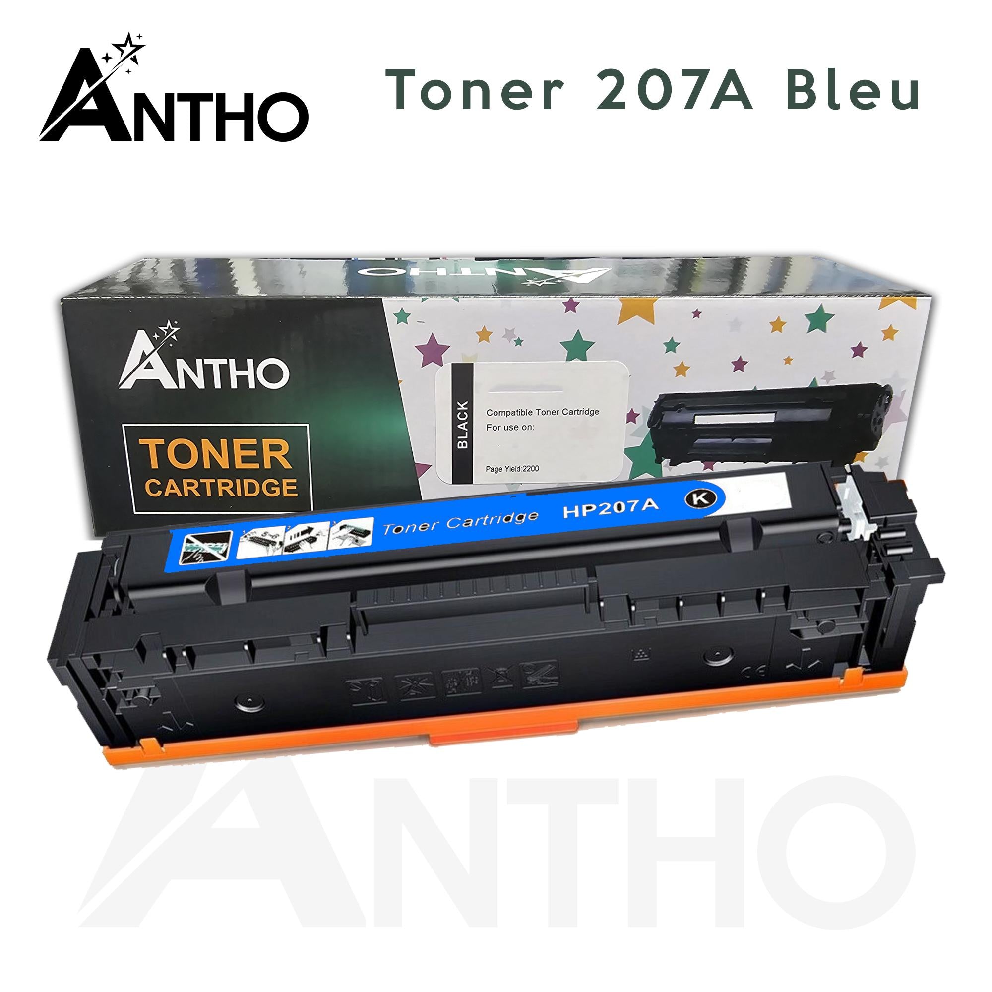Toner compatible 207A - W2211A - Ant - Bleu - Cyan