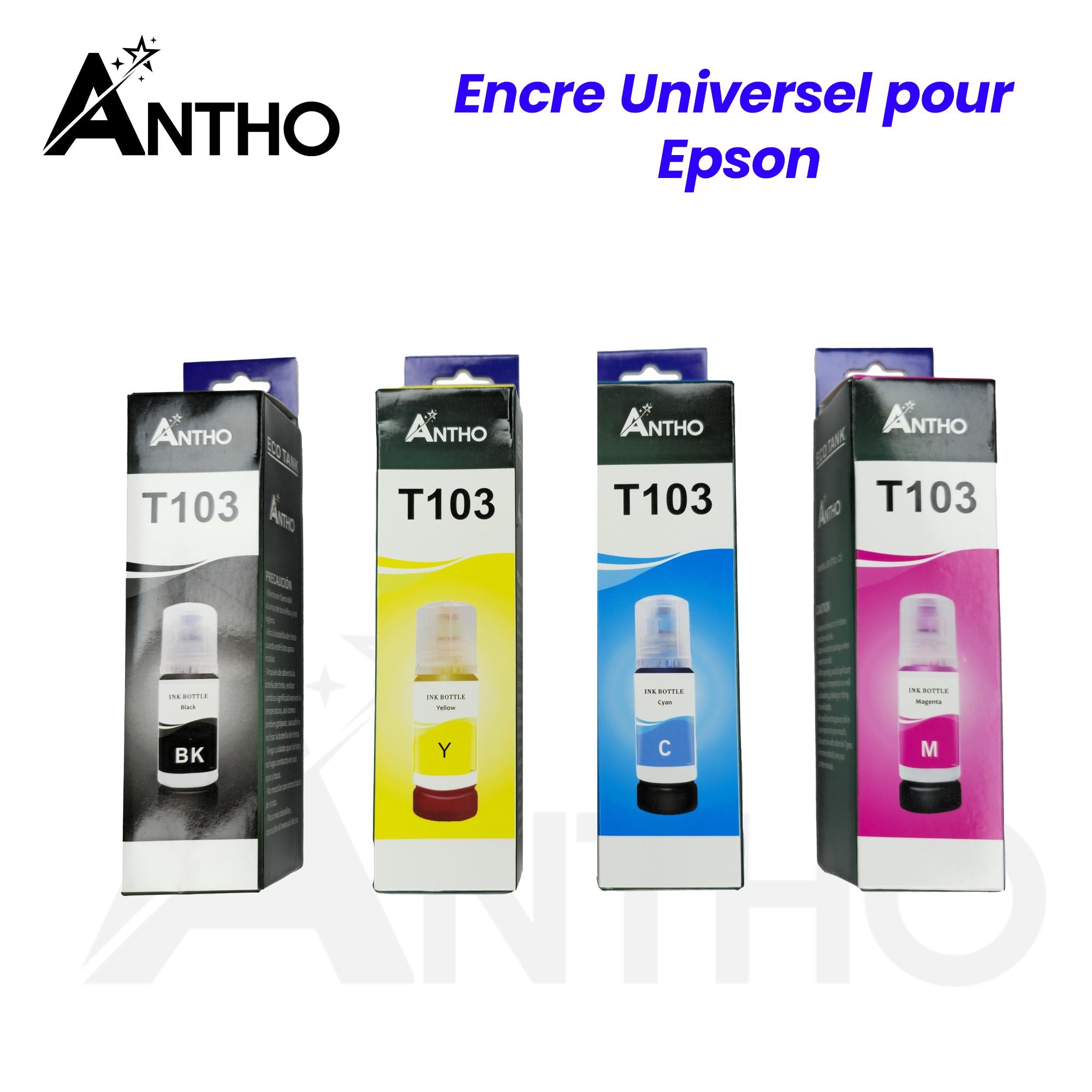 Recharge D'Encre 4 Couleurs 70ML Pour Epson L3250 - Noir/Rouge/Jaune/Bleu