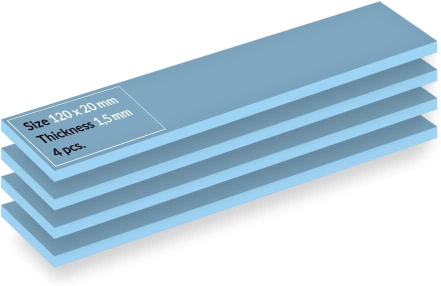 TP-3: Premium Performance Thermal Pad, 120 x 20 x 1,5 mm, (Empilable jusqu'à 2,0 mm sans Perte de Performances), 4 P. - Hautes Performances, Souple, Gap-Filler, Remplissage des irrégularités - Pate thermique - PS5 - PC - PS4 - XBOX