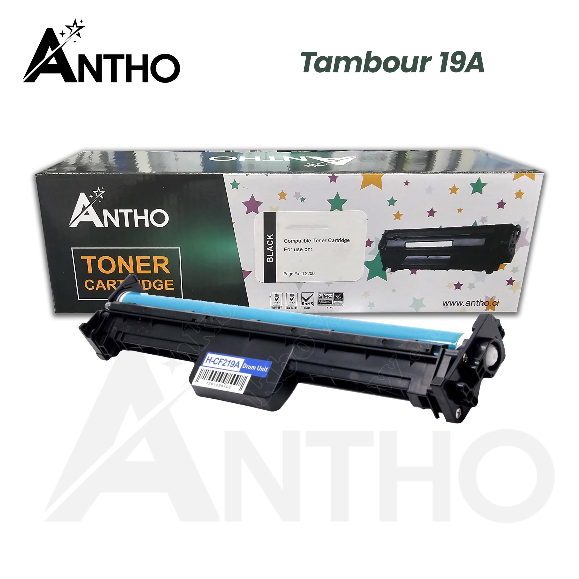 Tambour compatible 19A - CF219A - Ant - Noir