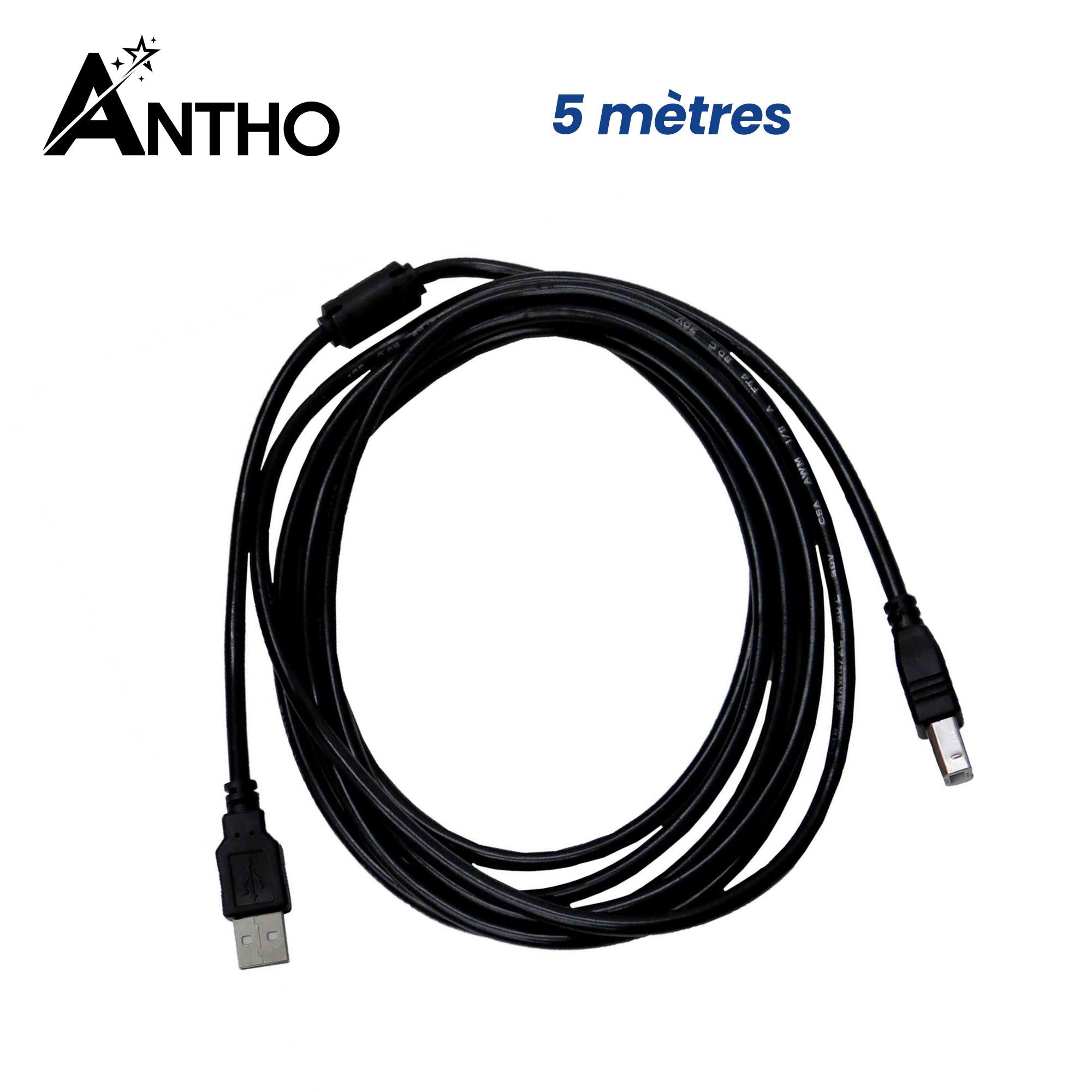 Cable imprimante USB - 5 mètres - 5m