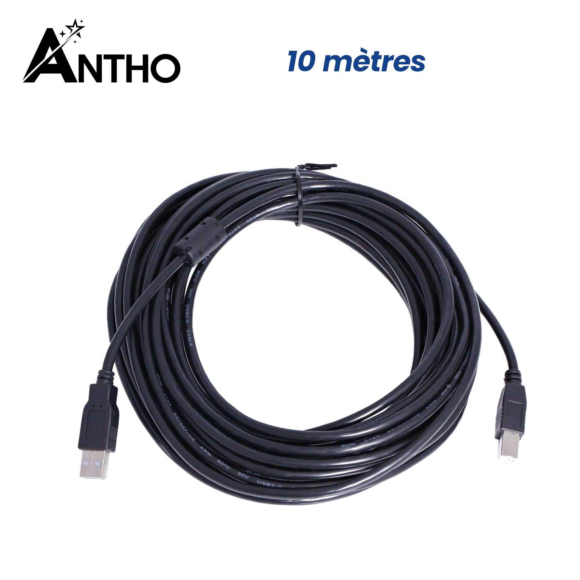 Cable imprimante USB - 10 mètres - 10m