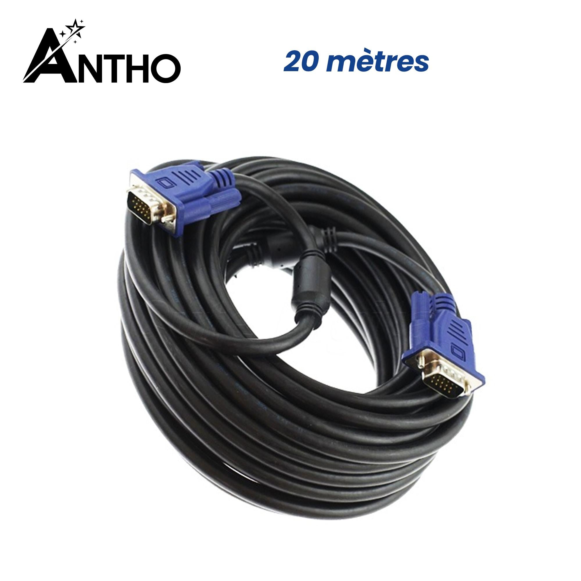 Cable VGA 20 mètres - 20m - male