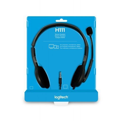 Casque Logitech H111 Filaire, Ecouteurs Stéréo Avec Micro Anti-parasite Noir