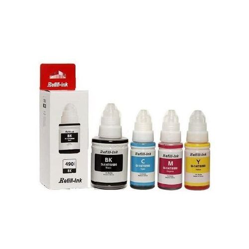 Kit Recharge D'Encre 4 Couleurs 100ml - Noir/Rouge/Jaune/Bleu - Pour Canon G2411