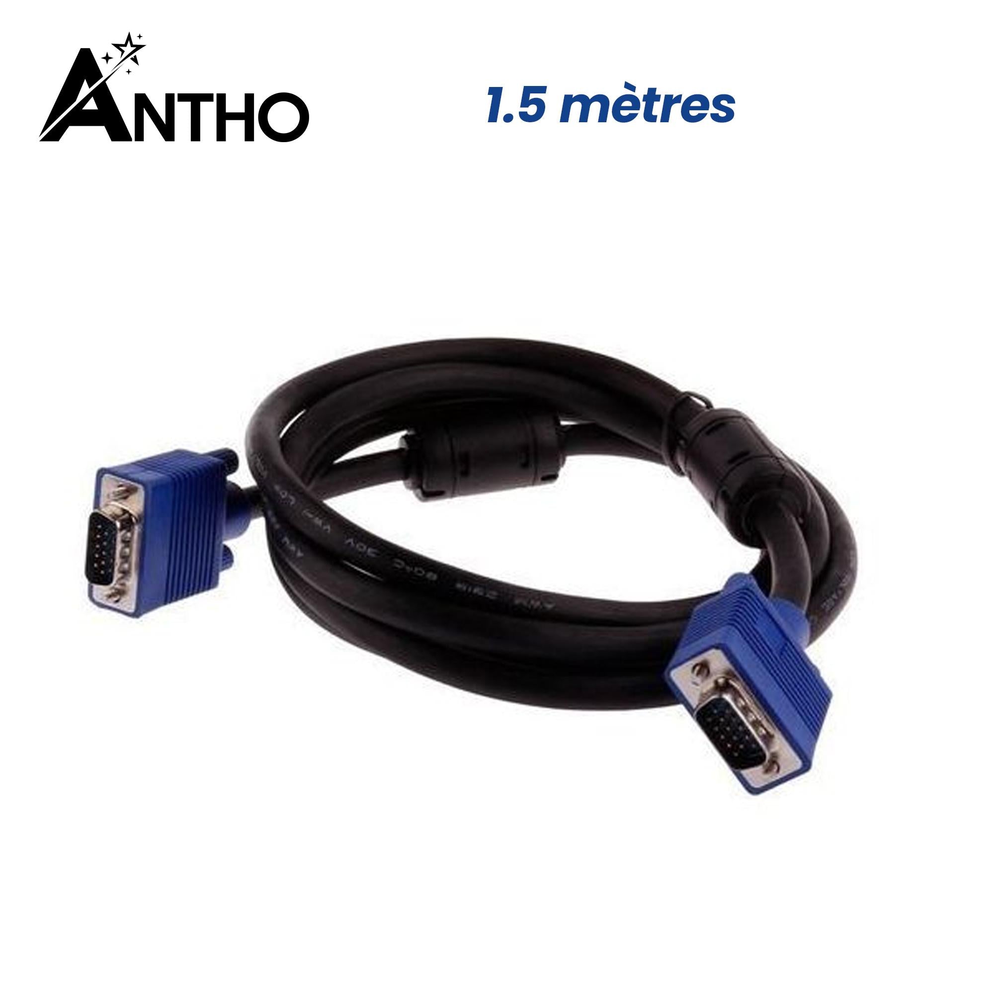 Cable VGA 1.5 mètres - 1.5m - male