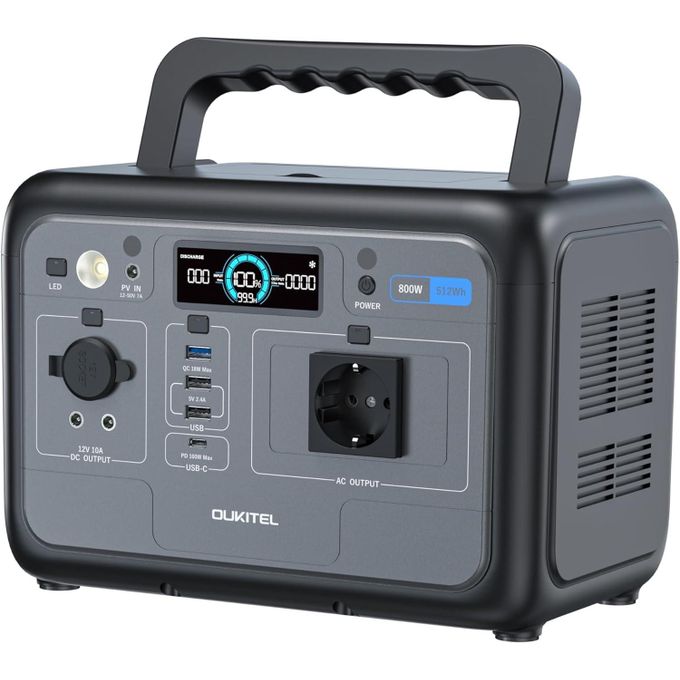 OUKITEL P800E – Centrale Électrique Portable 512Wh – 800W / 1600W Crête – Batterie LiFePO4
