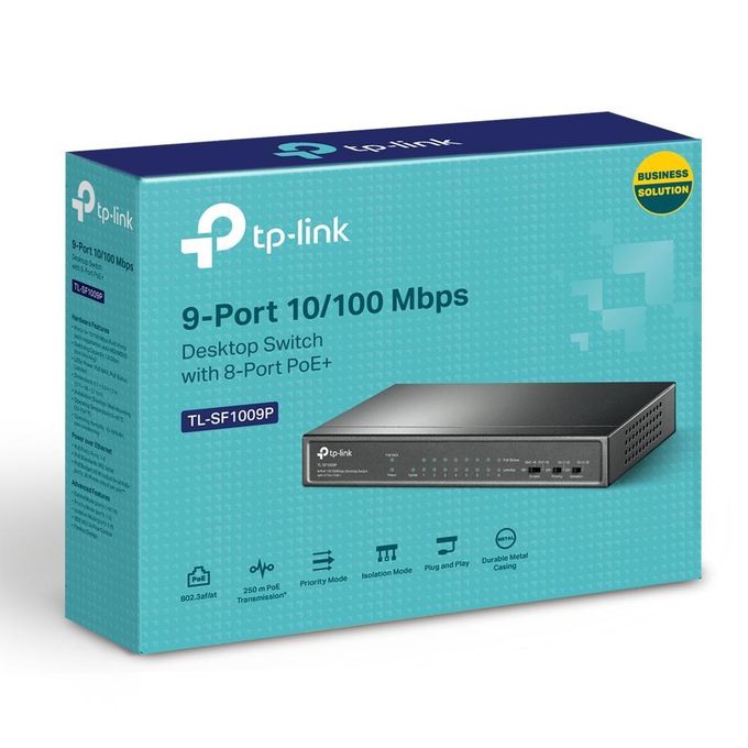 TP-Link Switch de bureau 9 ports 10/100 Mbps avec 8 ports PoE+ - TL-SF1009P