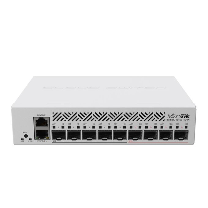 MikroTik Switch MikroTi k - CRS310-1G-5S-4S+IN – Smart Cloud Switch - 5 Ports SFP + 4 Ports SFP+ 10G + 1 Port Gigabit - POE