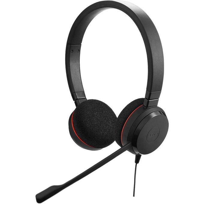 Jabra Evolve 20 Stéréo Casque audio - Casque certifié Microsoft pour VoIP Softphone avec annulation passive du bruit - Câble USB avec volume - Noir