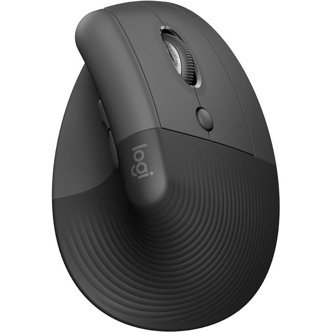 Logitech Lift Souris Ergonomique Verticale, Sans Fil, Bluetooth ou récepteur USB Logi Bolt, Silencieuse, 4 boutons, Compatible avec Windows/macOS/iPadOS, Ordinateur Portable, PC - Graphite