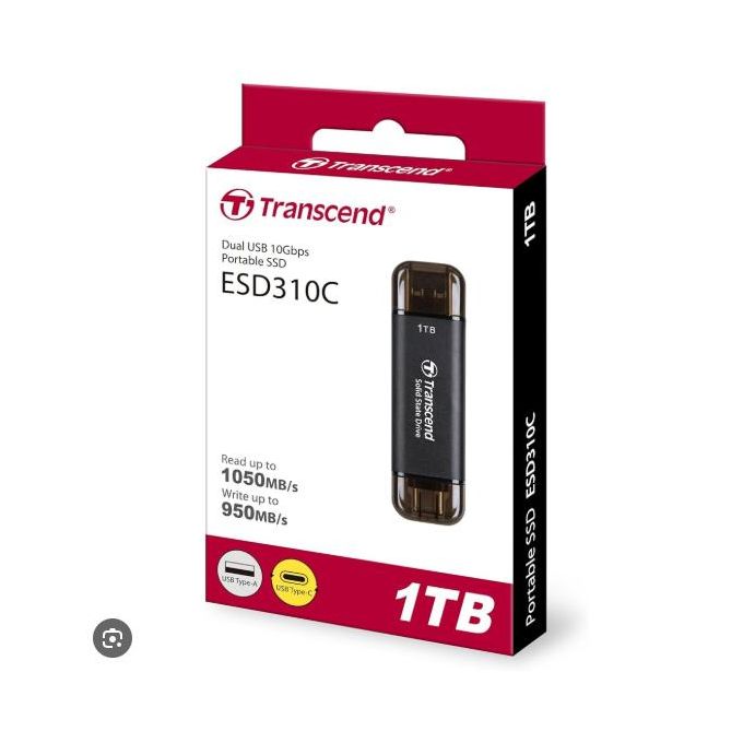 Transcend EXTERNE ESD310 1TB -10Gbps – USB 3.2 Gen 2, 1050 Mo/s