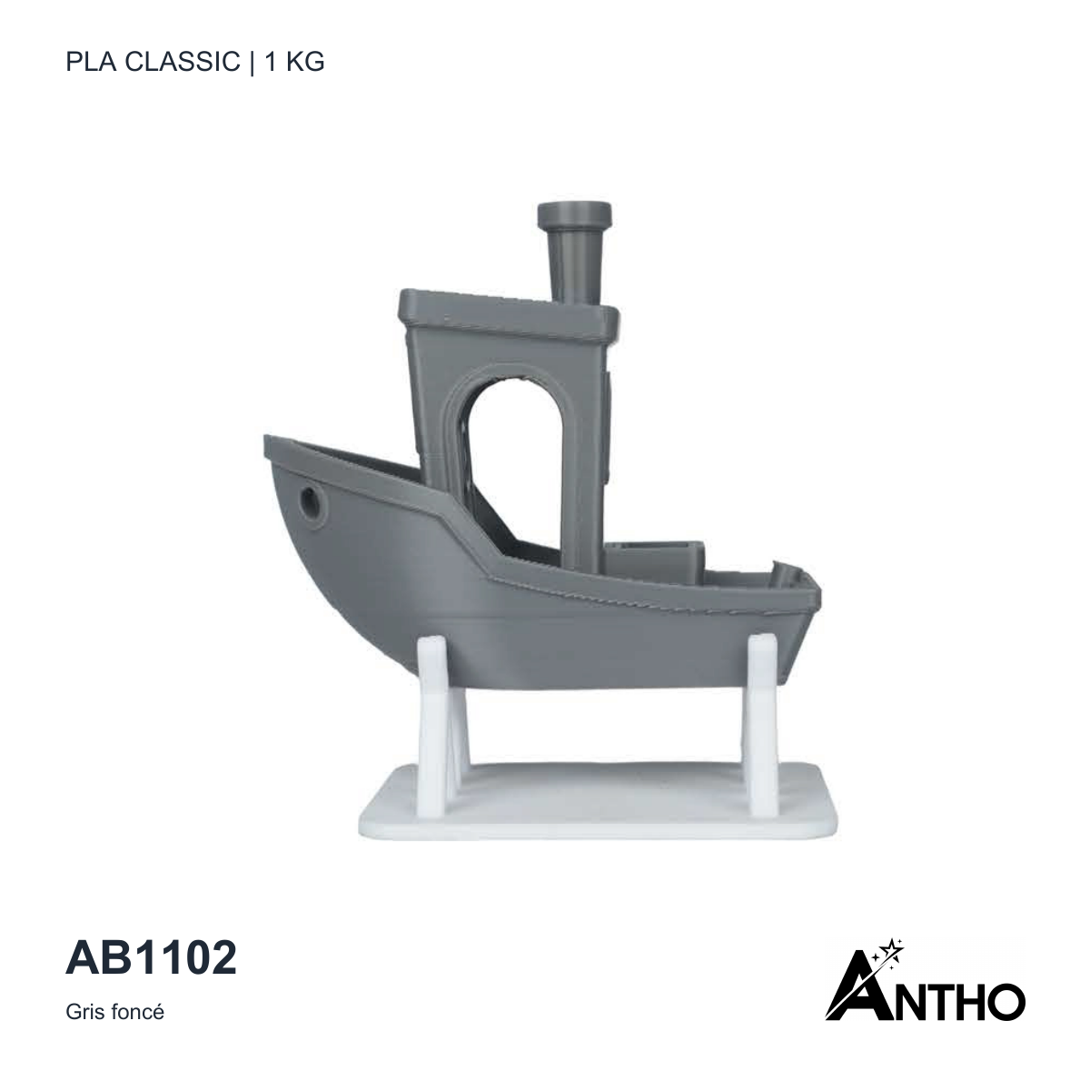 Filament ANTHO PLA Classic 1 kg - Gris foncé - AB1102