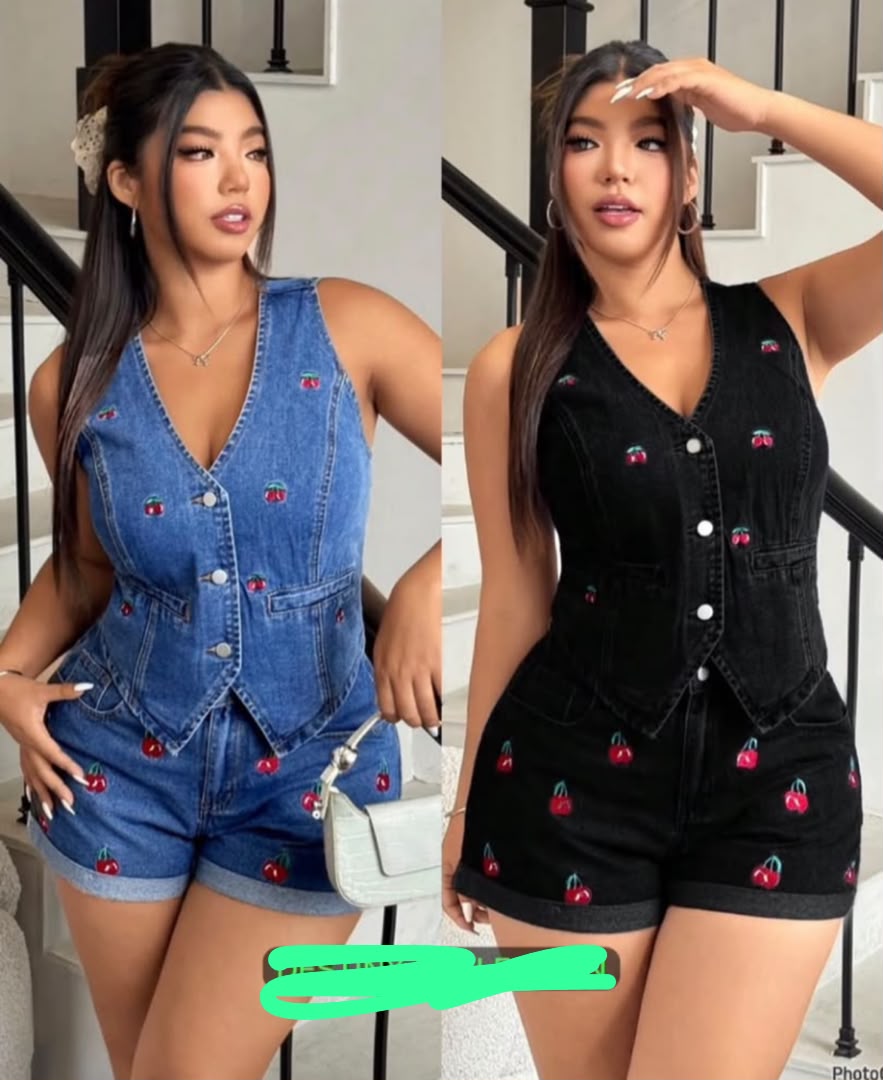 Ensemble gilet et short en jean