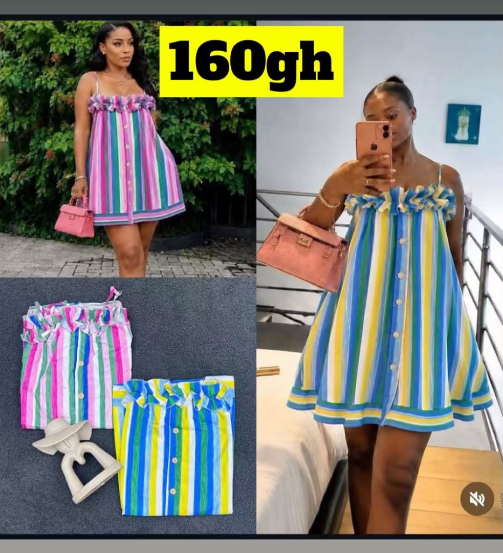 Robe rayée multicolore à volants