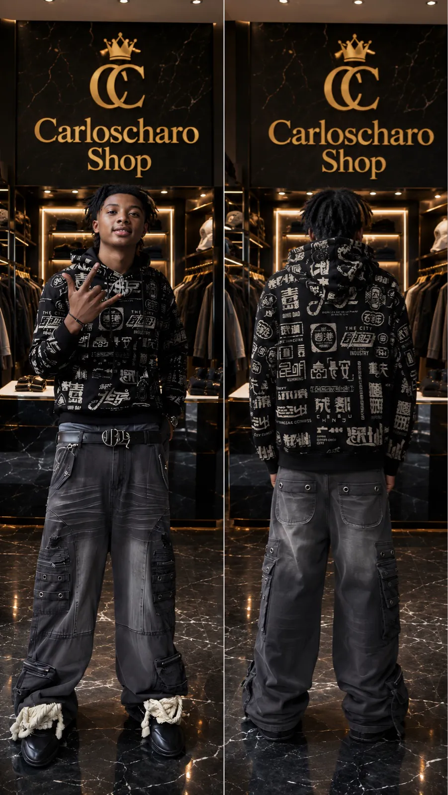 Pull-over noir streetwear